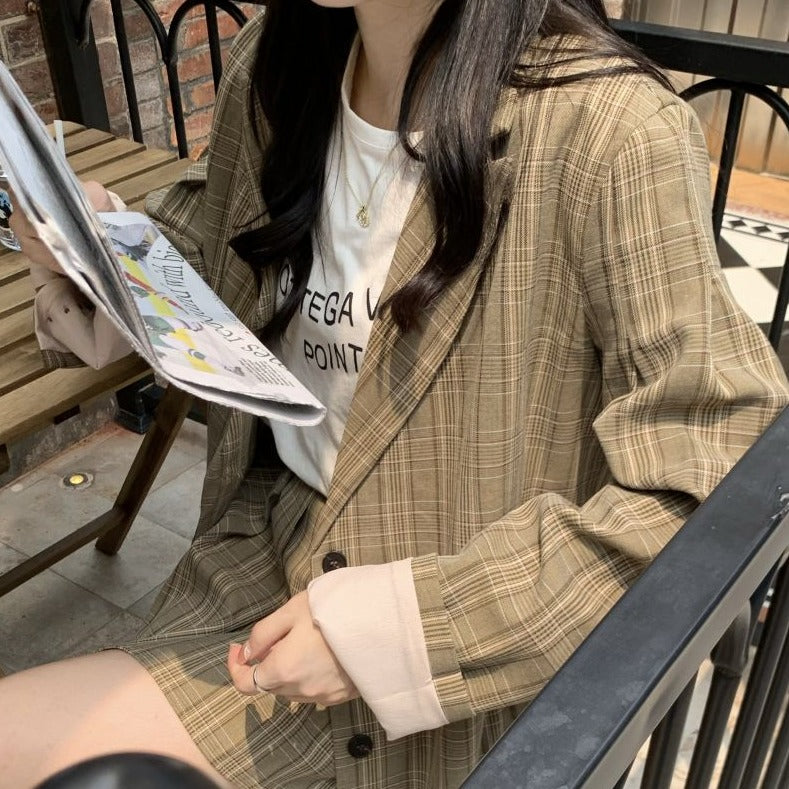 英国風チェックセットアップ♡ジャケット&スカート S2156