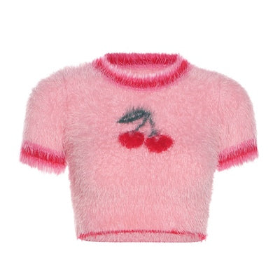 チェリーモチーフのサマー半袖ニット S1182