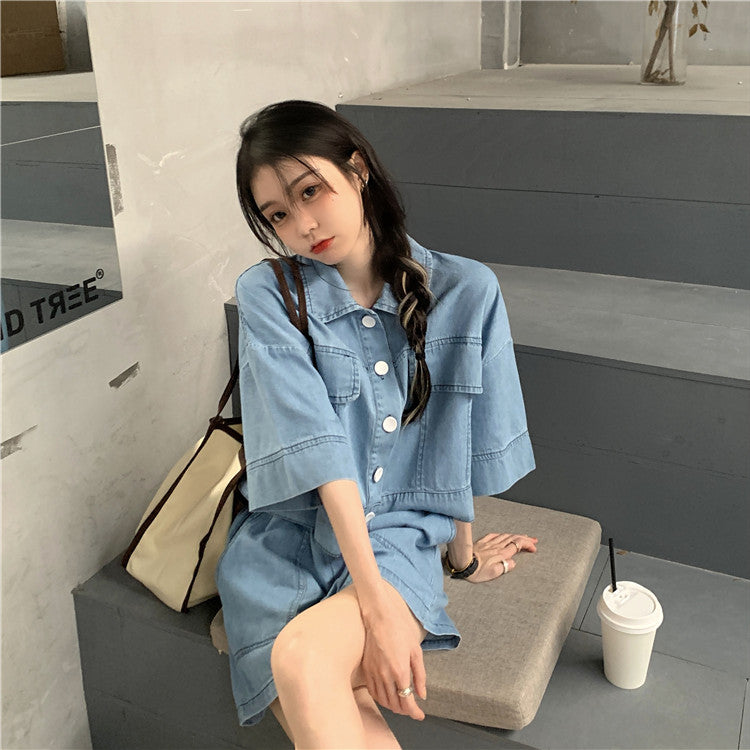 ショート丈デニムセットアップ♡スタイルアップに S1838