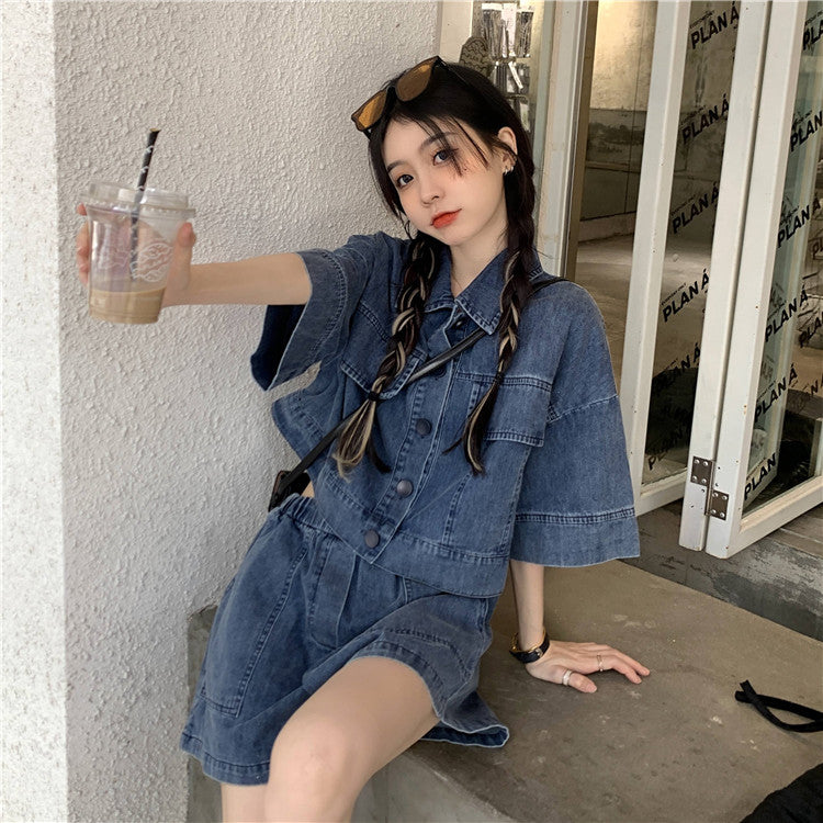 ショート丈デニムセットアップ♡スタイルアップに S1838