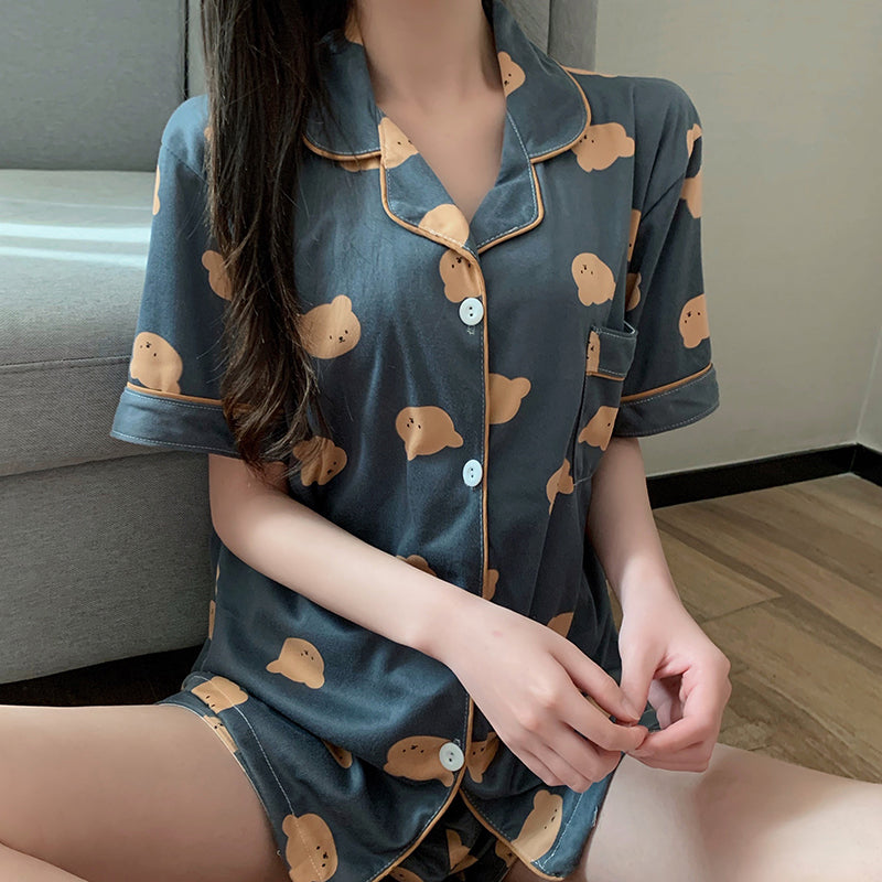 くま柄ルームウェア かわいい部屋着セット S2293