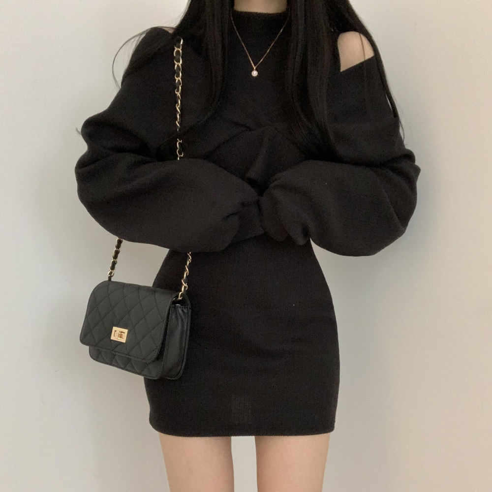 オフショルツーピースワンピース 秋冬の肌見せコーデに♡ S1128