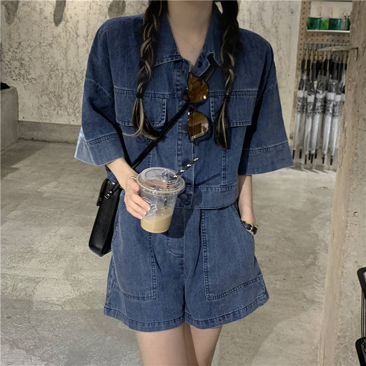 ショート丈デニムセットアップ♡スタイルアップに S1838