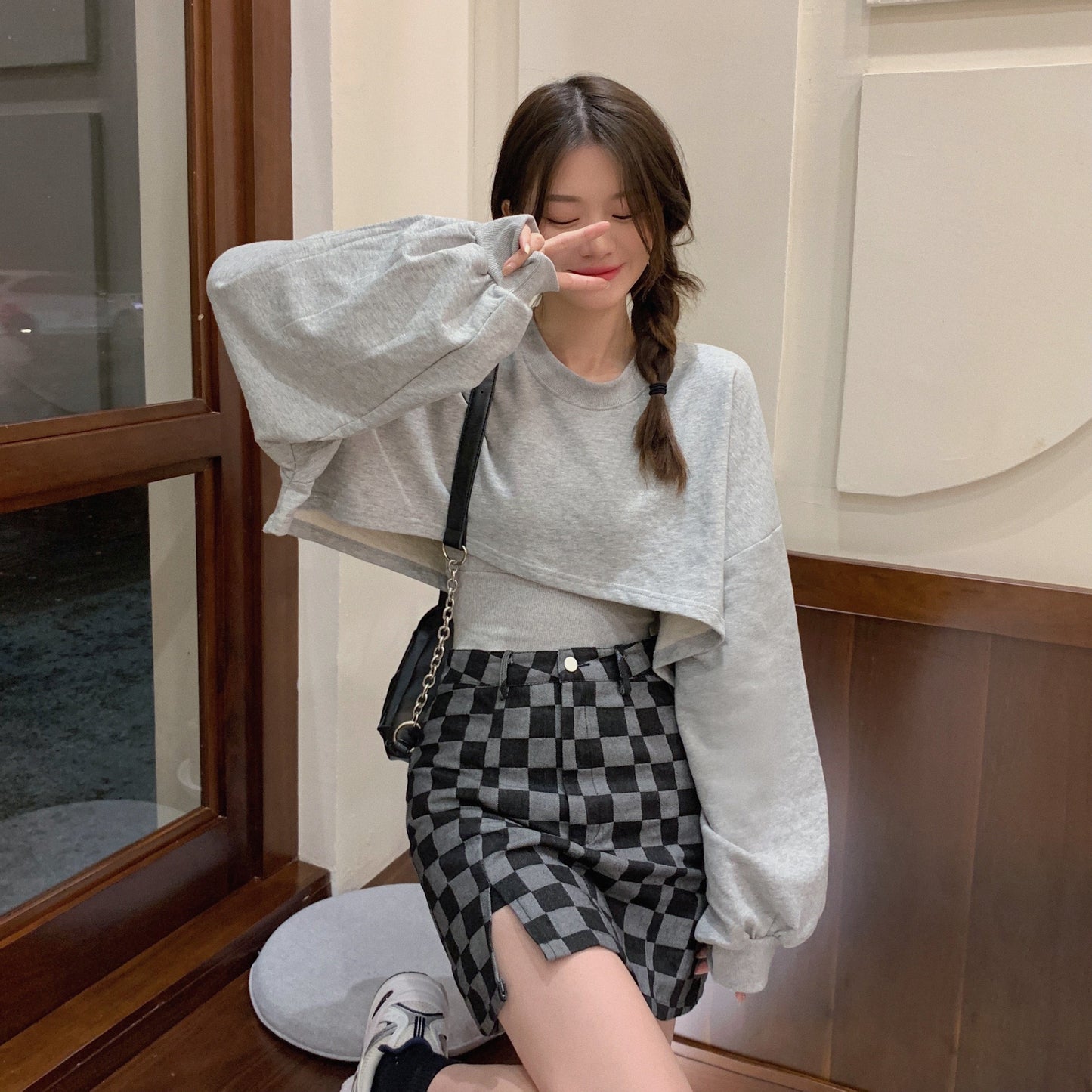 かわいいクロップ丈スウェット♡きりっぱデザインでスタイルアップ S2456