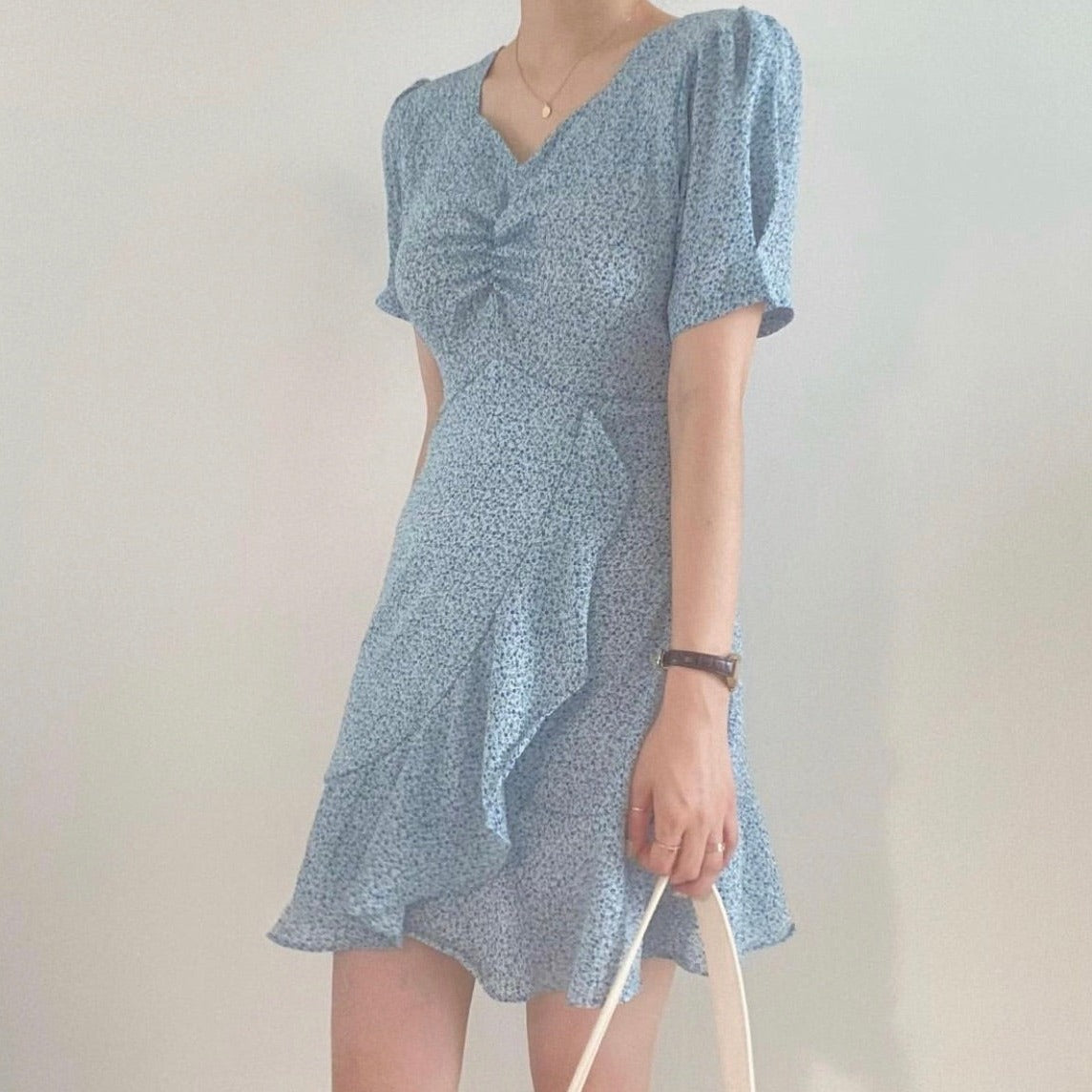 大人可愛いアシメフリルフラワーワンピース♡ S1627