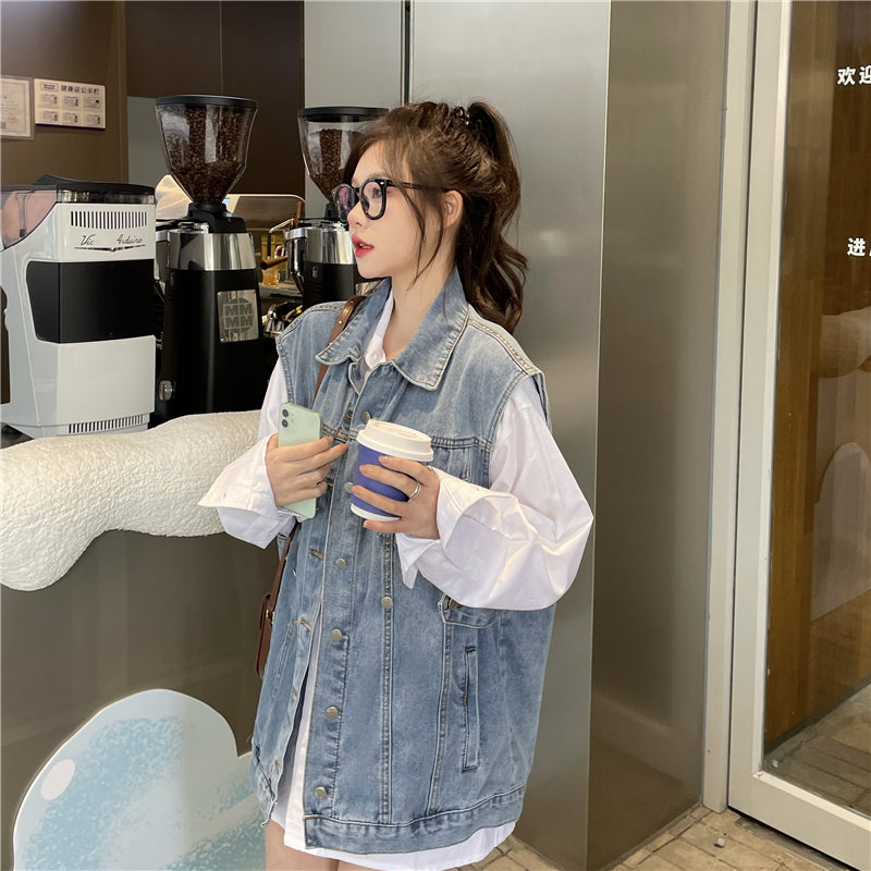 ノースリーブデニムベスト 春夏コーデに♡ S2406