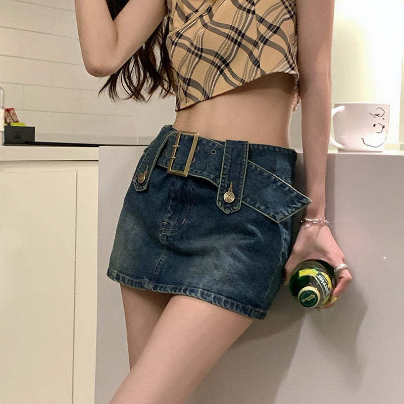 インナー付きデニムミニスカート♡海外ガール風 S2288