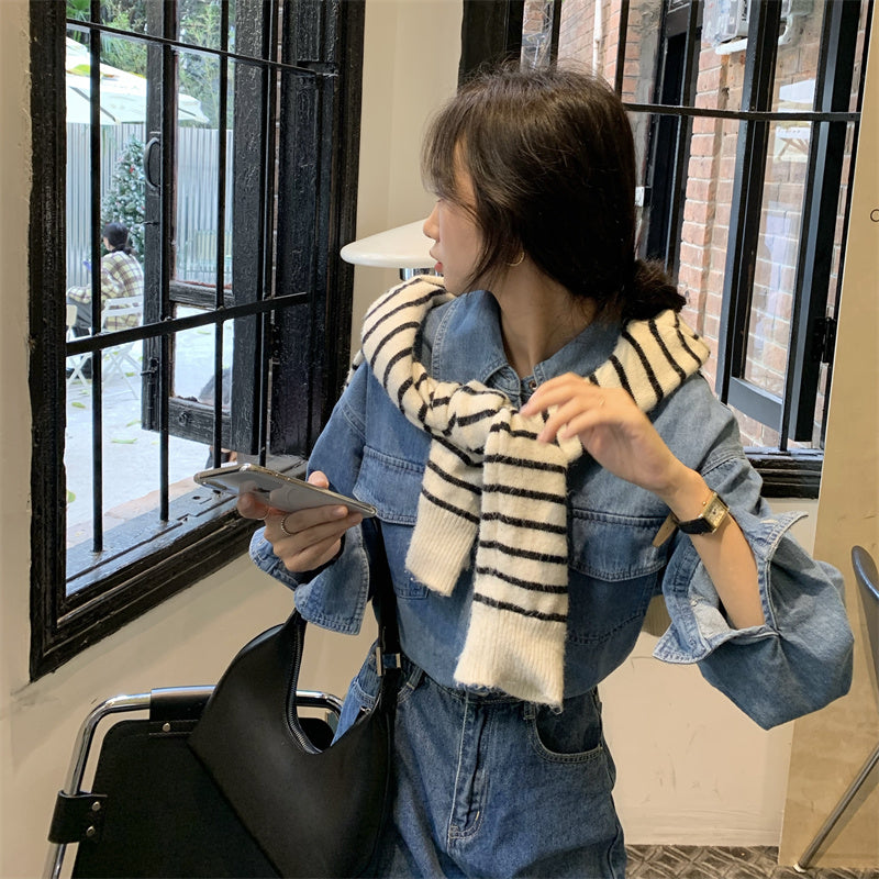 ベーシックデニムシャツ♡シンプルで着回し自由な一枚 S2451