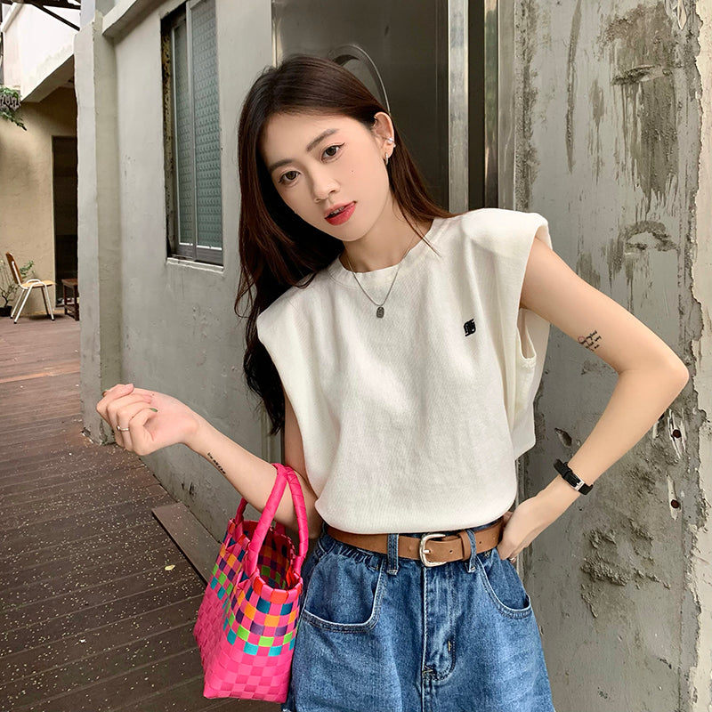 パワーショルダー夏ニット♡二の腕カバーで大人可愛い S1167