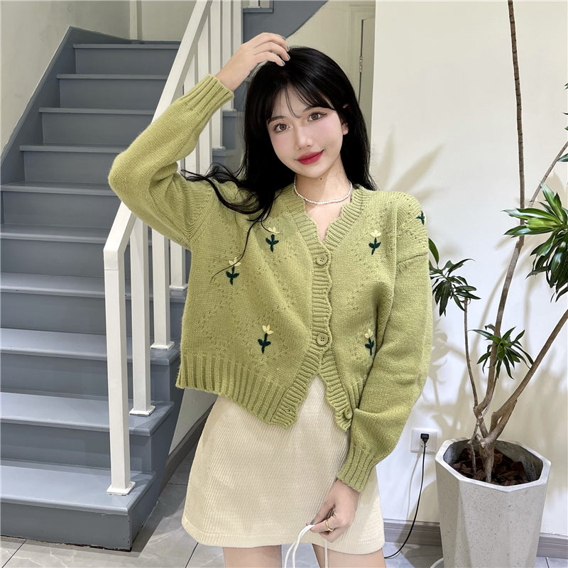 スカラップ刺繍カーディガン 〜大人可愛いニットでコーデアップ〜 S1806