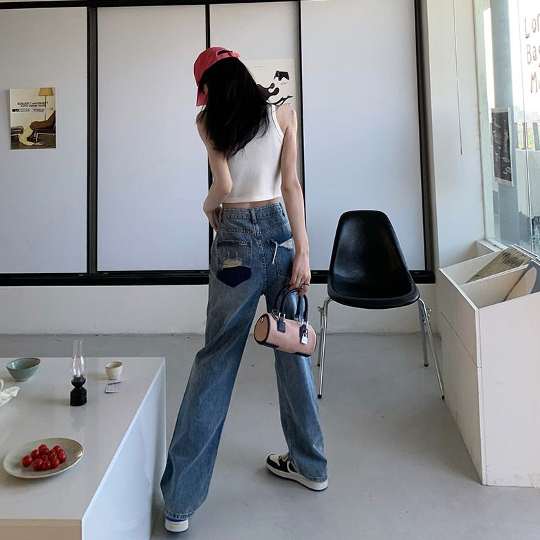 デザインポケットデニムパンツ♡美脚ストレート S2289