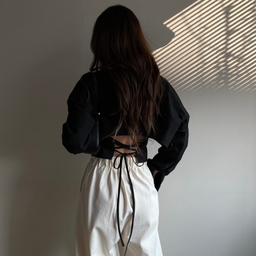 バックレースアップシャツ♡大人可愛いデザイン S2139