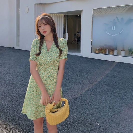 小花柄パフスリーブミニワンピース♡大人可愛いサマーアイテム S1407