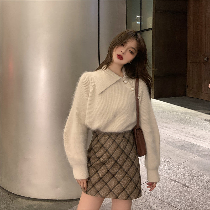 アシメ風モヘアライクニット♡ふんわり可愛い S1116
