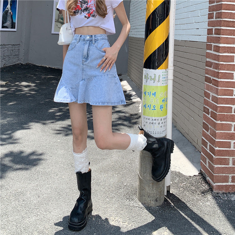 デニムAラインミニスカート フレアで可愛く♡ S2422