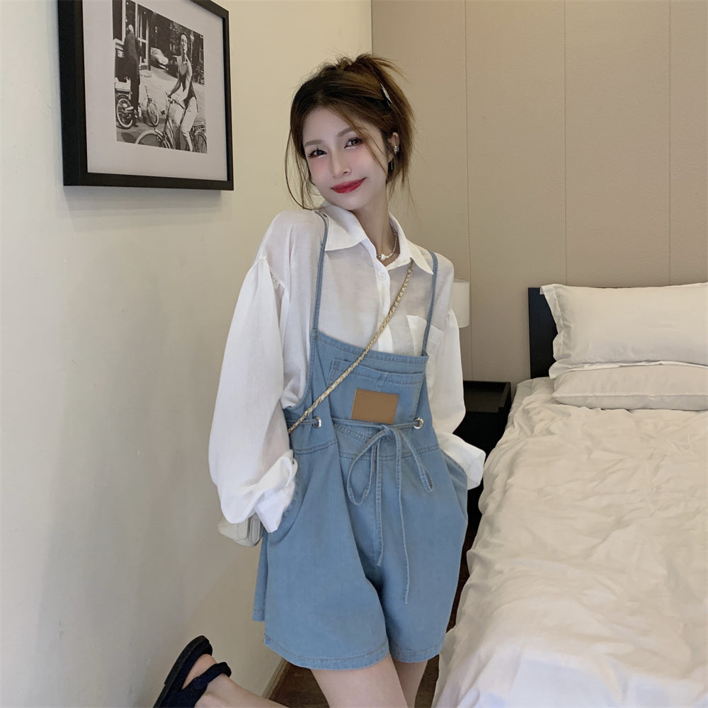 ストラップデニムサロペット+シャーシャツ【単品販売】 S2249