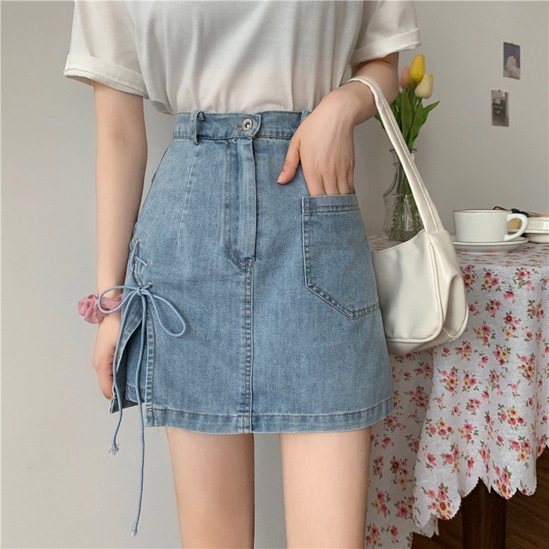 リボン付きデニムミニスカート♡ S2364
