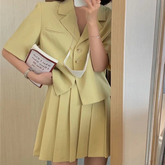 半袖ジャケット&プリーツスカートのセットアップ♡ S1409