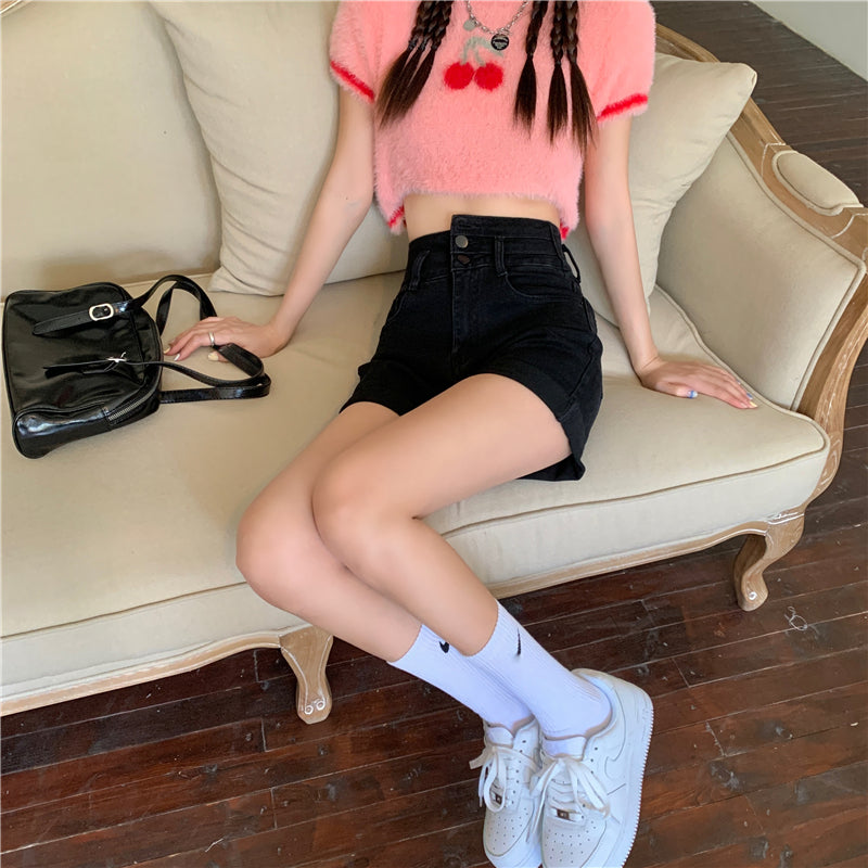 美脚デニムショートパンツ♡ハイウエストで脚長効果 S1815