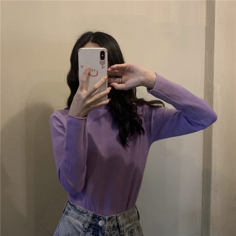 19色展開♡ベーシックハイネックニットトップス S1310