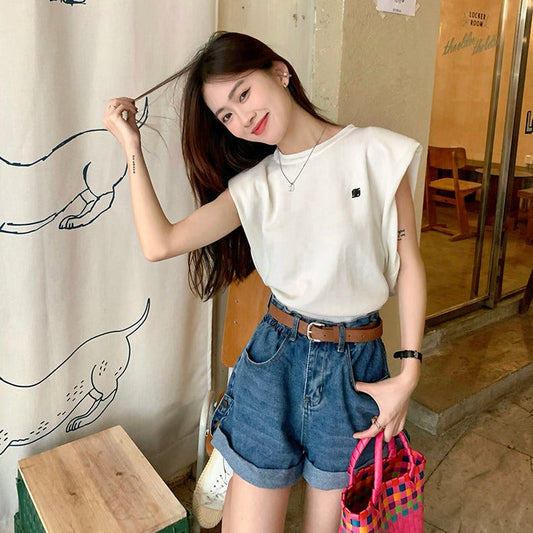 パワーショルダー夏ニット♡二の腕カバーで大人可愛い S1167