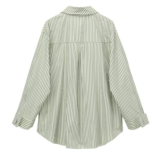 春らしいストライプボウタイシャツ♡オーバーサイズで可愛く S1742