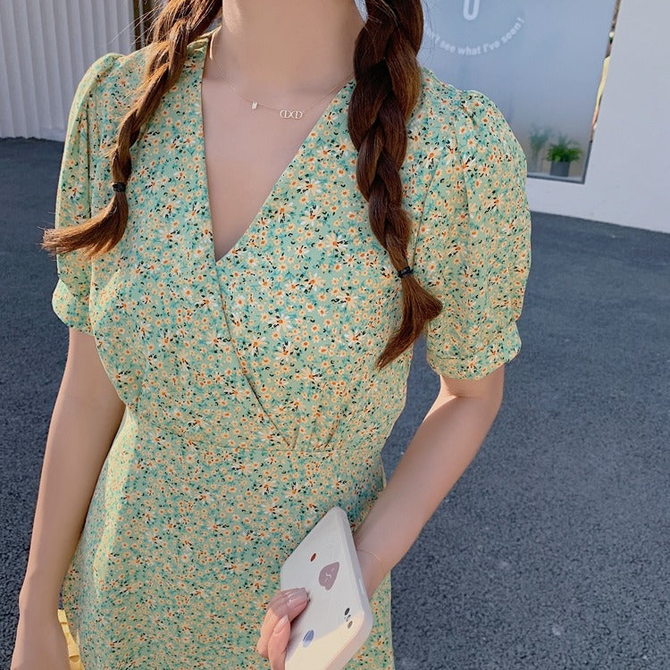 小花柄パフスリーブミニワンピース♡大人可愛いサマーアイテム S1407