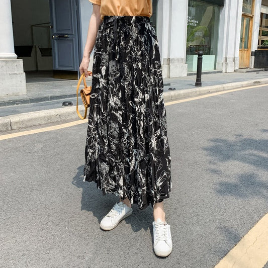 大人可愛い花柄フレアロングスカート S1406