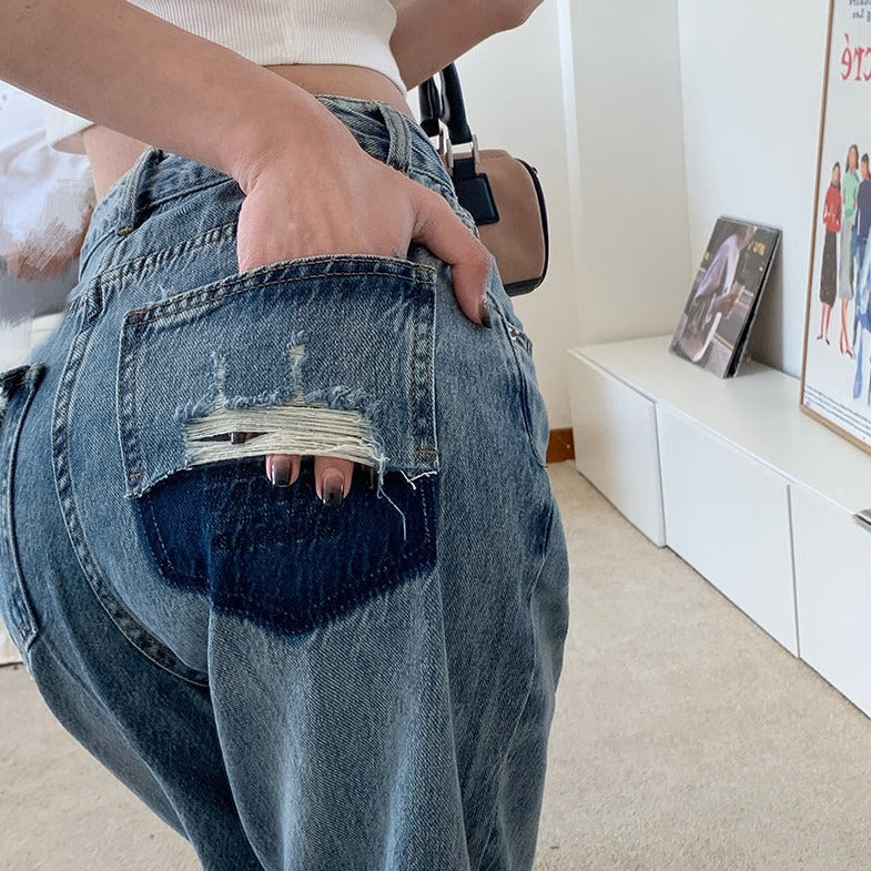 デザインポケットデニムパンツ♡美脚ストレート S2289