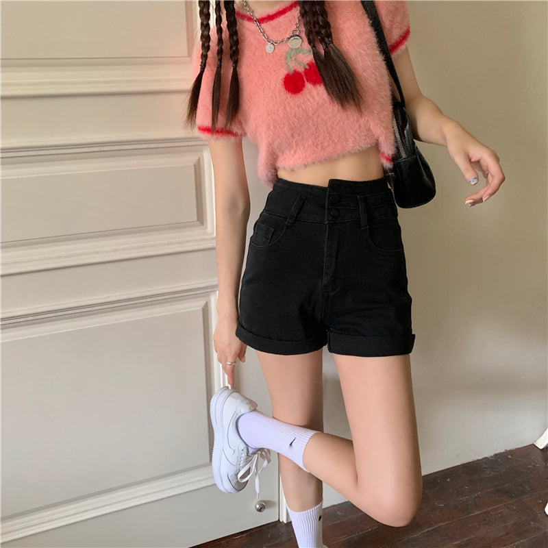 美脚デニムショートパンツ♡ハイウエストで脚長効果 S1815