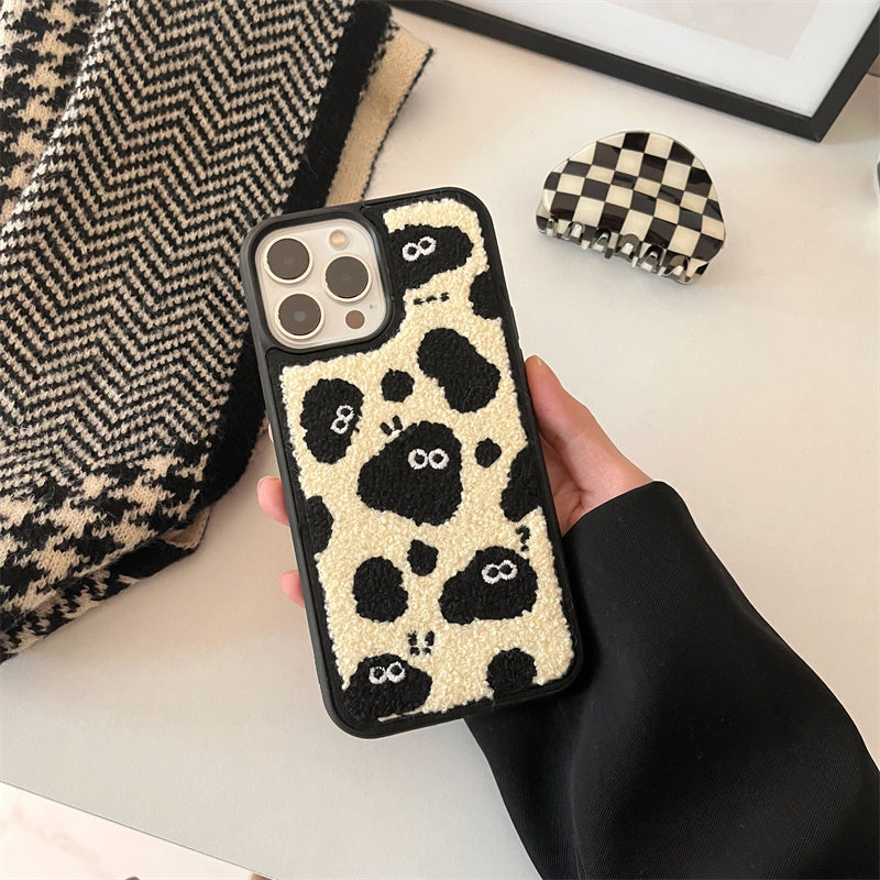 ふわふわボアのシープiPhoneケース♡モノトーン可愛い S2515