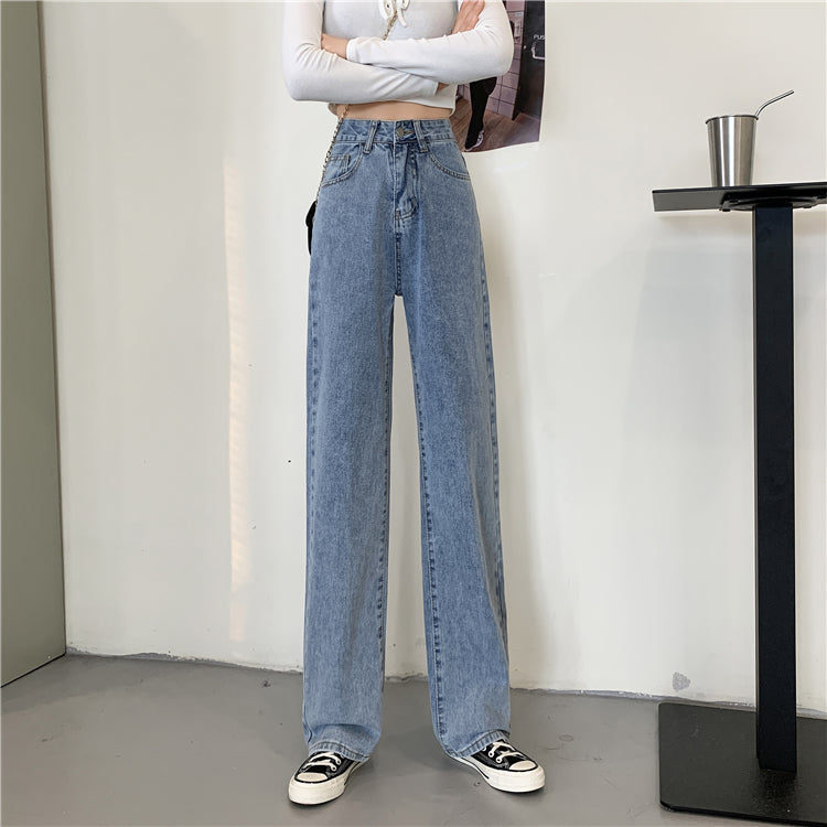 ハイウエストストレートデニムパンツ☆脚長シルエット S2097