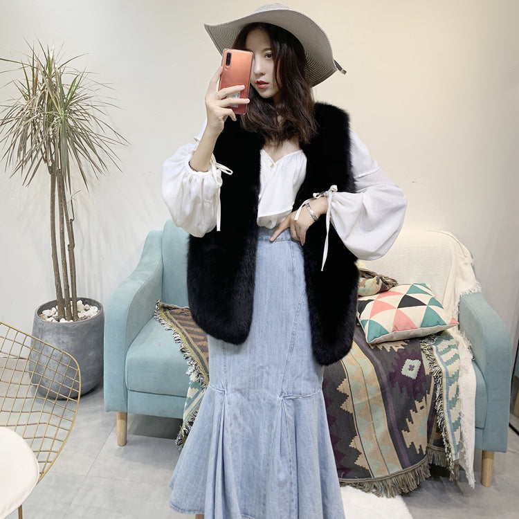 ふわふわフェイクファーベスト♡Vネックで華やかコーデ S1015