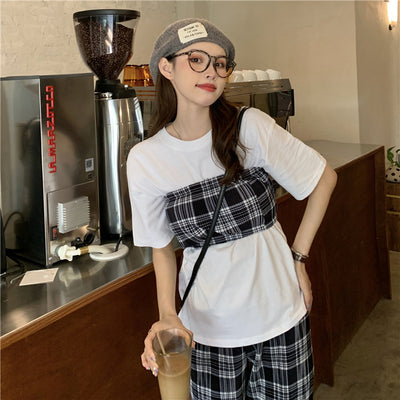 チェックワイドパンツセットで大人可愛いコーデ S1845
