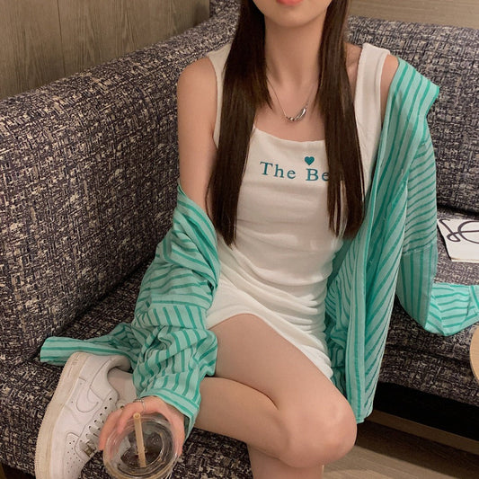 カラフルストライプオーバーシャツ&カットソーワンピース S1788