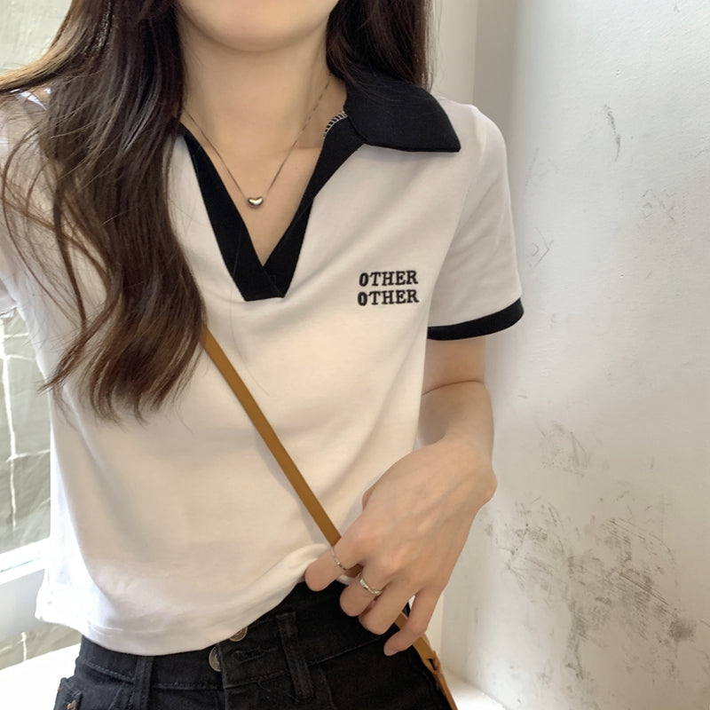 バイカラーポロシャツ♡レトロで上品なニット S1896