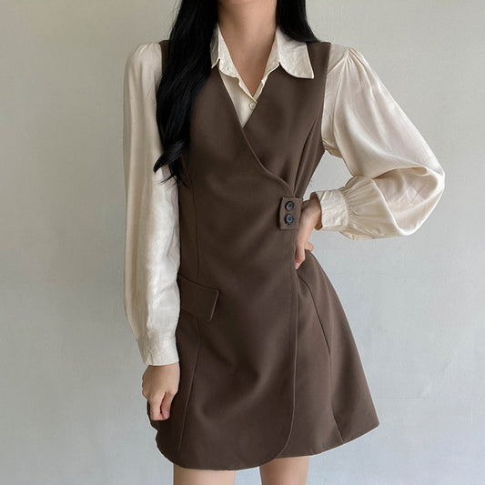 シンプルシャツ×Vネックワンピ セットアップ S1795