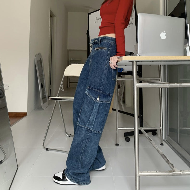 ワークデニムパンツ ビッグポケットで大人可愛い S2140
