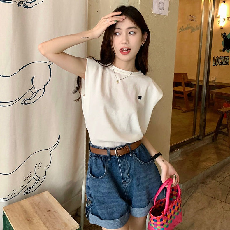 パワーショルダー夏ニット♡二の腕カバーで大人可愛い S1167