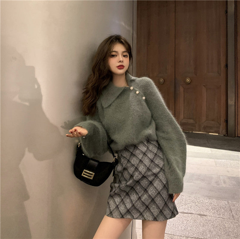 アシメ風モヘアライクニット♡ふんわり可愛い S1116