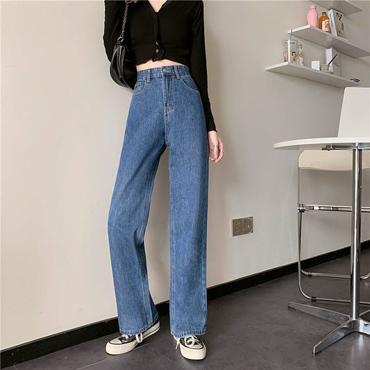 ハイウエストストレートデニムパンツ☆脚長シルエット S2097