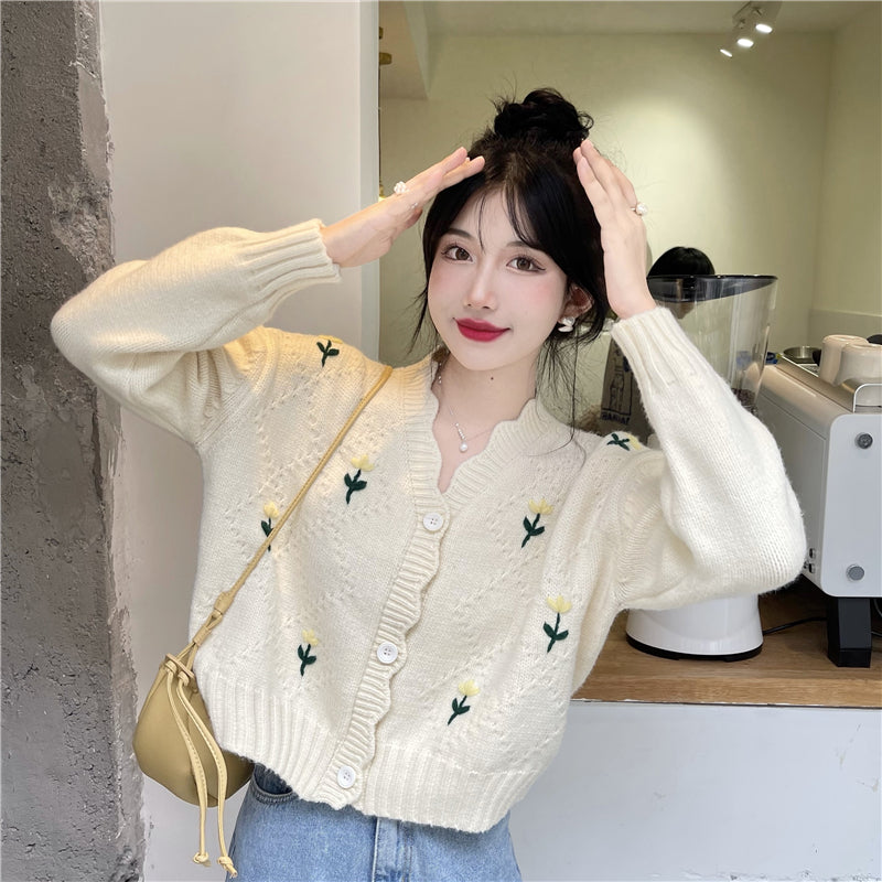 スカラップ刺繍カーディガン 〜大人可愛いニットでコーデアップ〜 S1806