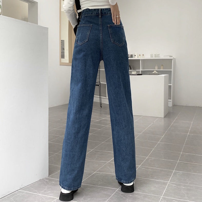 パールデニムパンツ ハイウエストで大人可愛い S2508