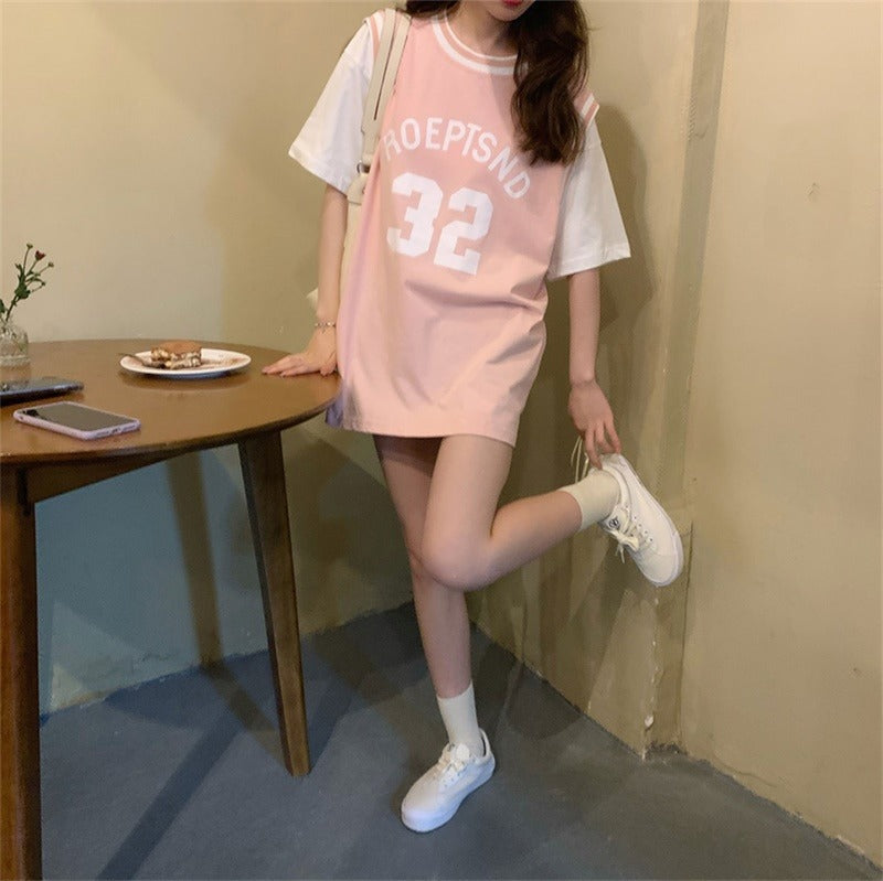 ゆるカレッジロゴTシャツ ロングシルエット S1679