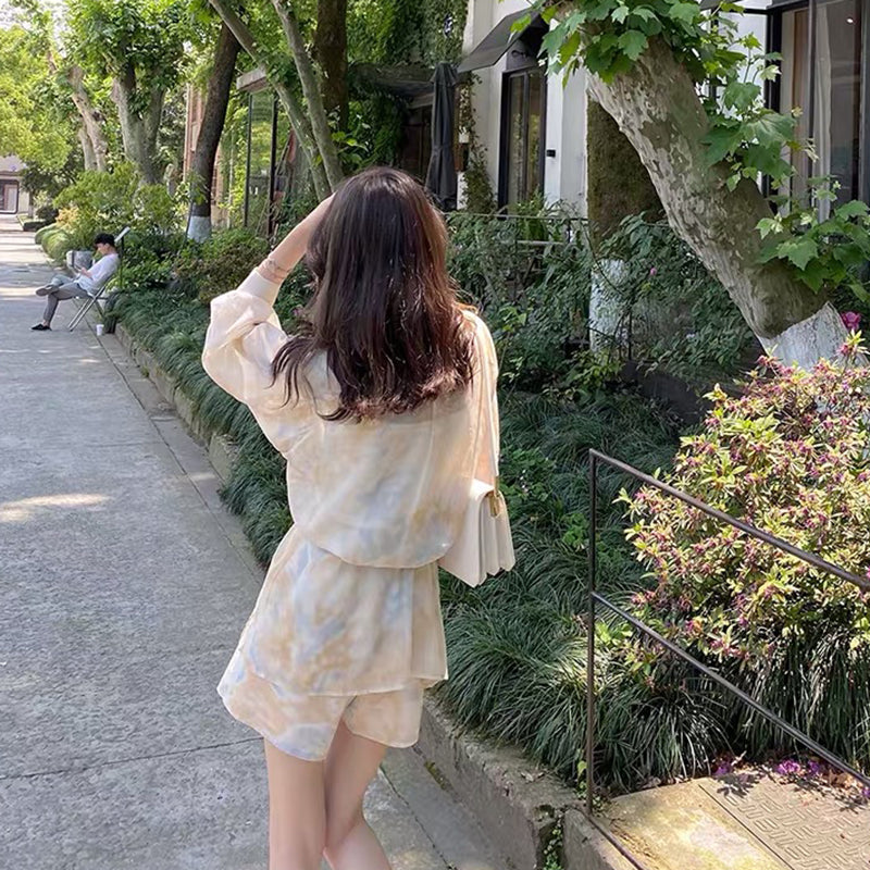 マーブルシフォンセットアップ♡さわやか透け感デザイン S1832