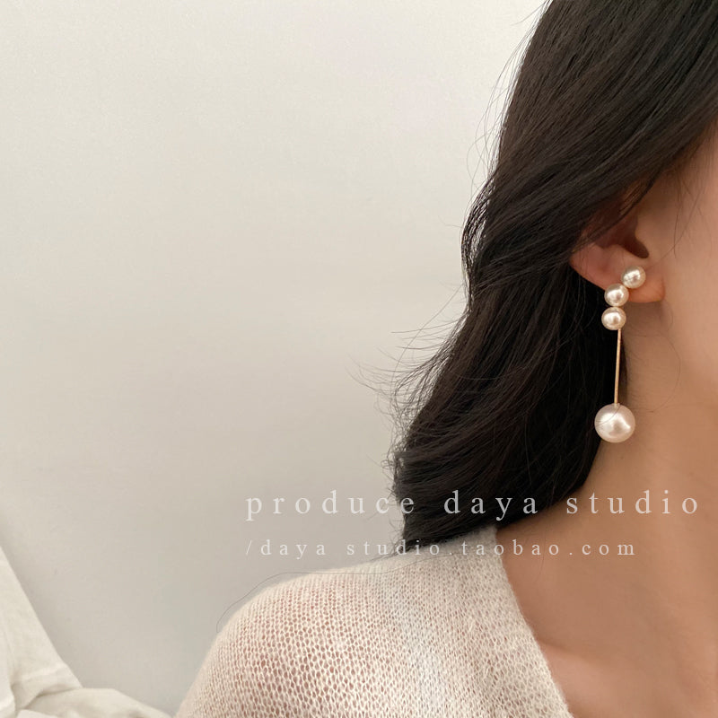 大人可愛いパールレイヤードバックピアス S2342