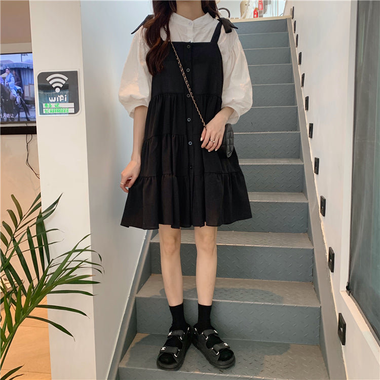 フレンチリボンワンピースセット♡肩リボンが可愛い S1793