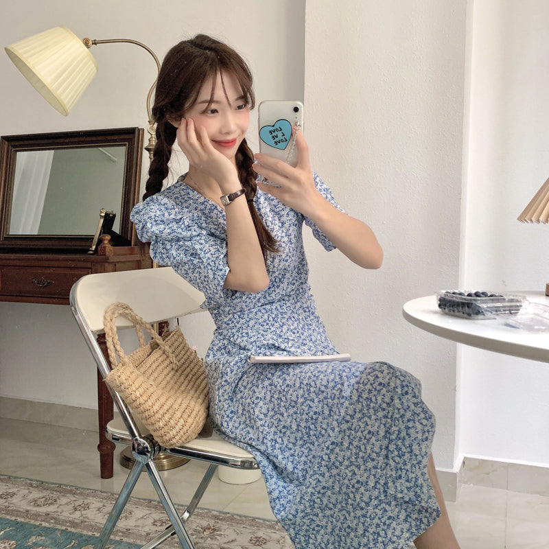 大人可愛い小花柄カシュクールワンピース S1834