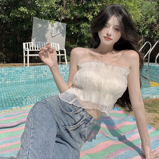 オーガンジーベアトップ♡繊細レースで大人可愛い S1614