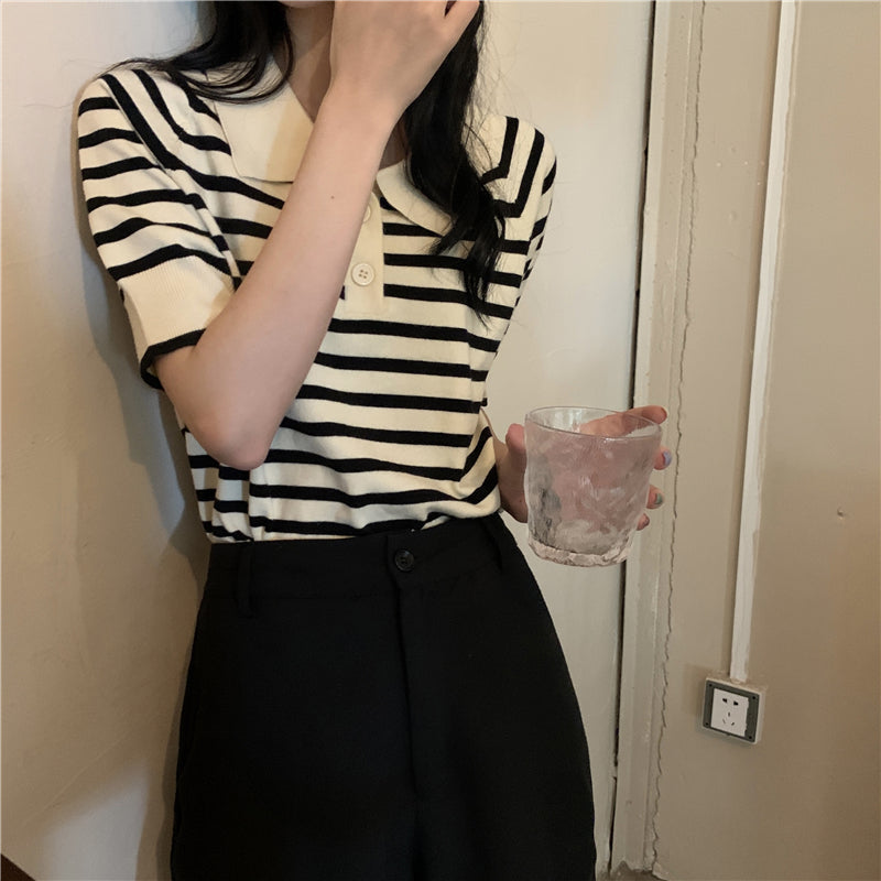 ゆるシルエットのボーダーポロシャツ♡ S1440